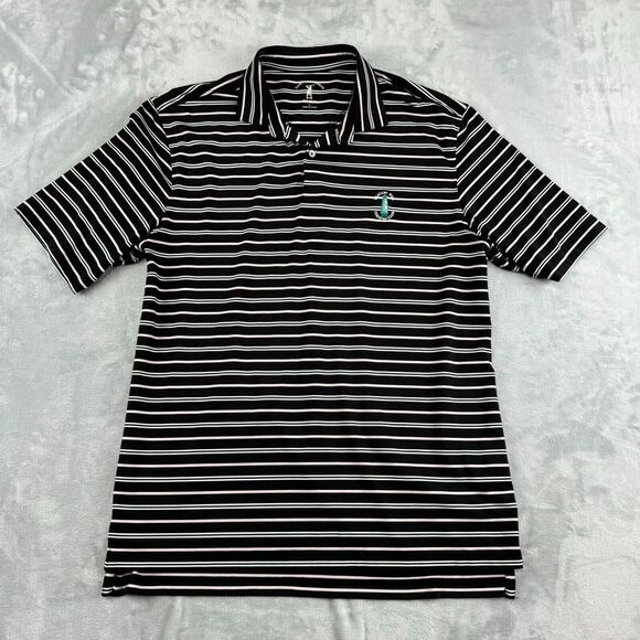 Fairway&Greene Tech Golf Polo Mens L Black Pink Striped Shirt Beacon Hill F&G - Picture 3 of 10